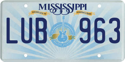 MS license plate LUB963