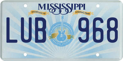 MS license plate LUB968