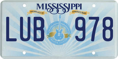 MS license plate LUB978