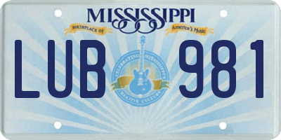 MS license plate LUB981
