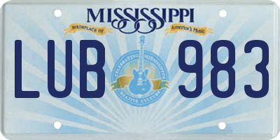 MS license plate LUB983