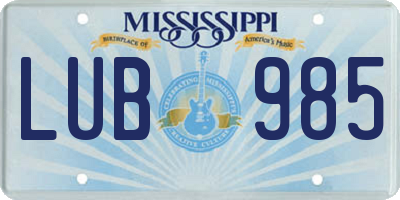 MS license plate LUB985