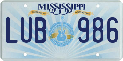 MS license plate LUB986
