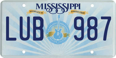 MS license plate LUB987