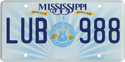 MS license plate LUB988