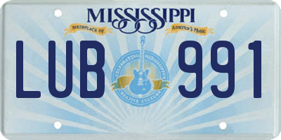 MS license plate LUB991