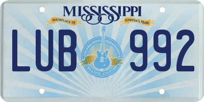 MS license plate LUB992
