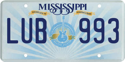 MS license plate LUB993