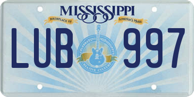 MS license plate LUB997