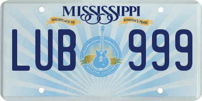MS license plate LUB999