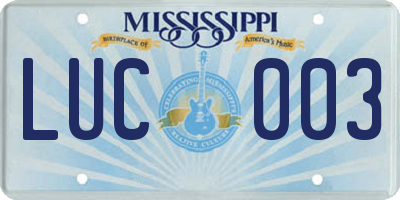 MS license plate LUC003