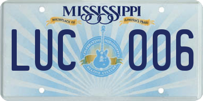 MS license plate LUC006