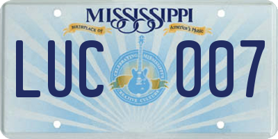 MS license plate LUC007