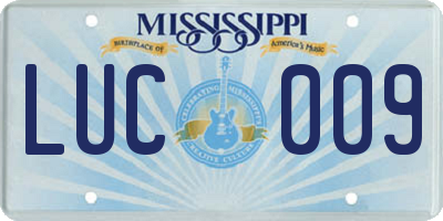 MS license plate LUC009