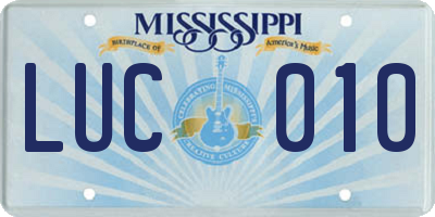 MS license plate LUC010