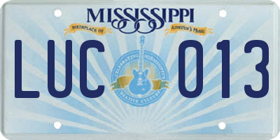 MS license plate LUC013