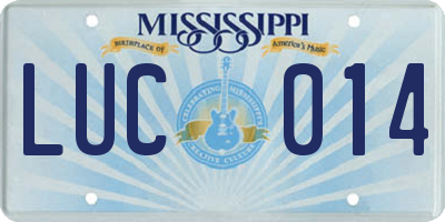 MS license plate LUC014