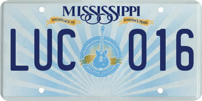 MS license plate LUC016