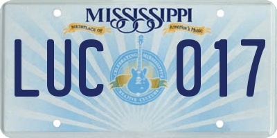 MS license plate LUC017
