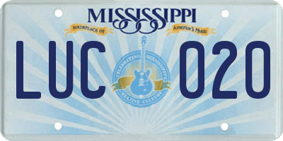 MS license plate LUC020