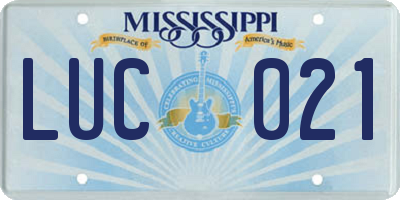 MS license plate LUC021