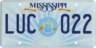MS license plate LUC022
