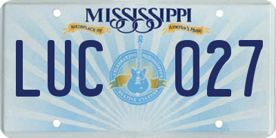 MS license plate LUC027