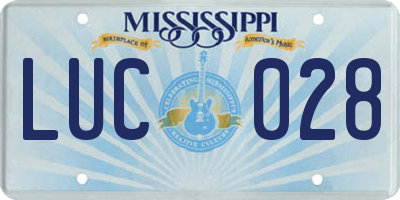 MS license plate LUC028