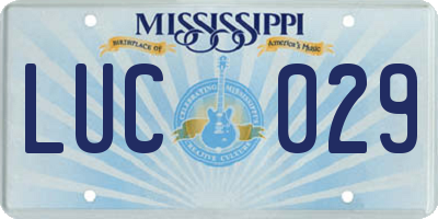 MS license plate LUC029