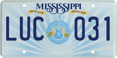 MS license plate LUC031