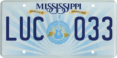 MS license plate LUC033