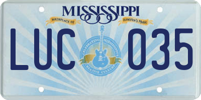 MS license plate LUC035