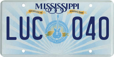MS license plate LUC040