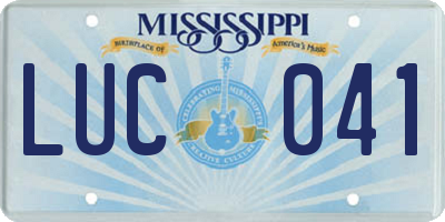 MS license plate LUC041