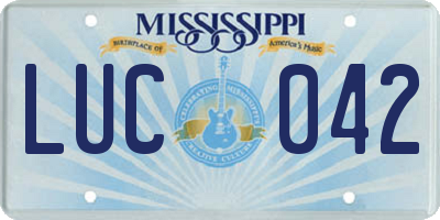 MS license plate LUC042
