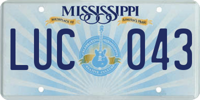 MS license plate LUC043