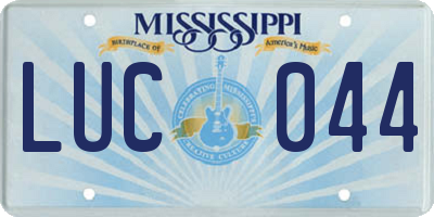 MS license plate LUC044