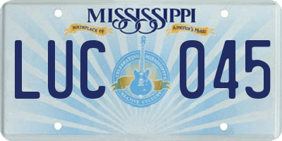 MS license plate LUC045