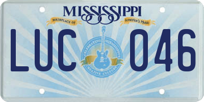 MS license plate LUC046