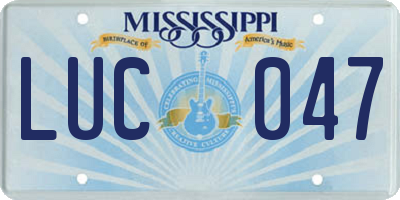 MS license plate LUC047
