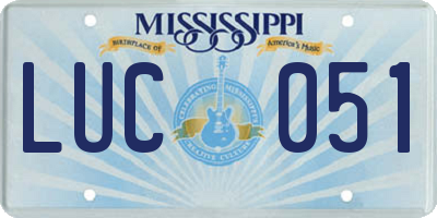 MS license plate LUC051
