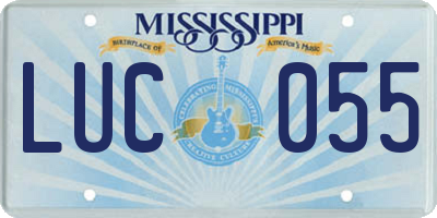 MS license plate LUC055