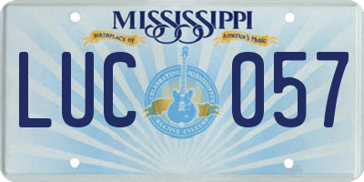 MS license plate LUC057