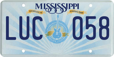 MS license plate LUC058