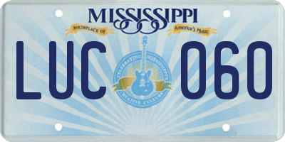 MS license plate LUC060
