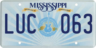 MS license plate LUC063
