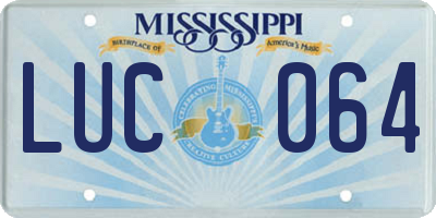 MS license plate LUC064