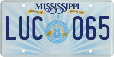 MS license plate LUC065