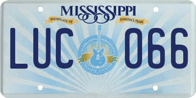 MS license plate LUC066