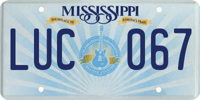 MS license plate LUC067